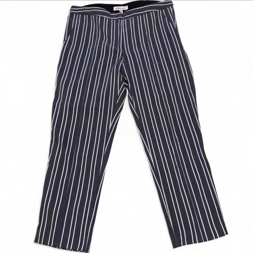 BCBG grey and white striped pants